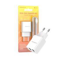 Мережевий зарядний пристрій блок Borofone BA53A (2USB/2.1A) з кабелем Type-C 