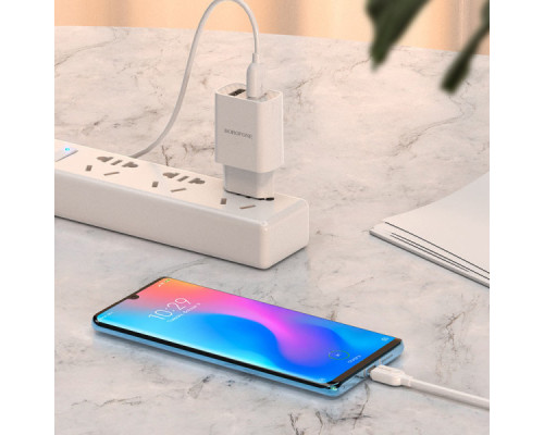 Мережевий зарядний пристрій блок Borofone BA53A (2USB/2.1A) з кабелем Type-C 