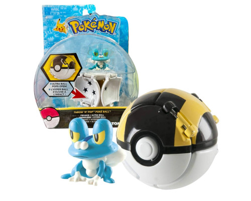 Ігрова фігурка Throw 'N' Pop Poke Ball Pokemon Фрокі з покеболом 5 см