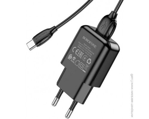 Мережевий зарядний пристрій Borofone BA64A (1USB/2.1A) + кабель Type-c