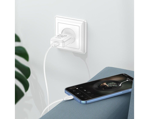 Мережевий зарядний пристрій Borofone BA64A (1USB/2.1A) + кабель Type-c