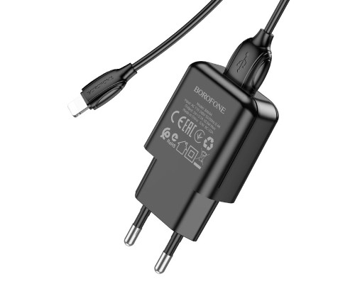 Мережевий зарядний пристрій Borofone BA64A (1USB/2.1A) + кабель Lightning