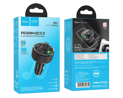 FM модулятор HOCO E82 PD30W+QC3.0 
