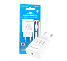 Мережевий зарядний пристрій Borofone BA65A Single PD20W з кабелем Type-C to Type-C