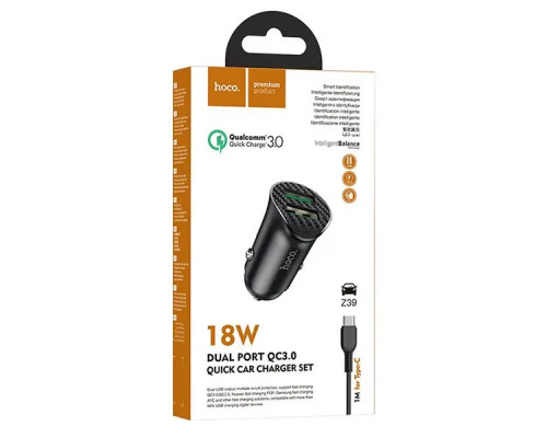 Зарядний пристрій HOCO Z39 Type-C QC3.0 (2USB/18W)
