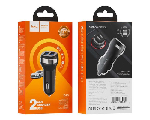 Зарядний пристрій HOCO Z40 (2 USB/2,4A)