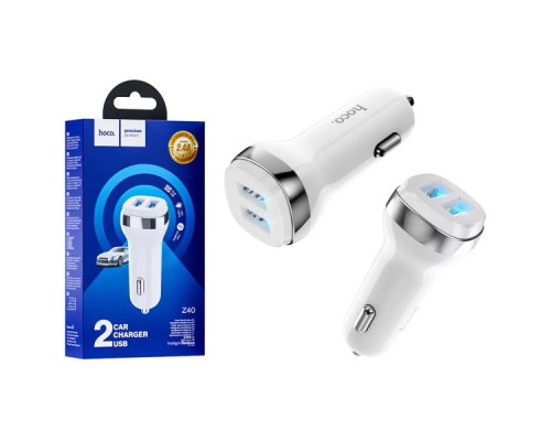 Зарядний пристрій HOCO Z40 (2 USB/2,4A) White