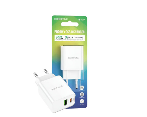 Мережевий зарядний пристрій Borofone BA69A Resource PD20W+QC3.0