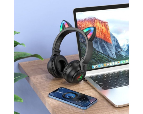 Бездротові Bluetooth навушники Borofone BO18 Cat Ear Чорний