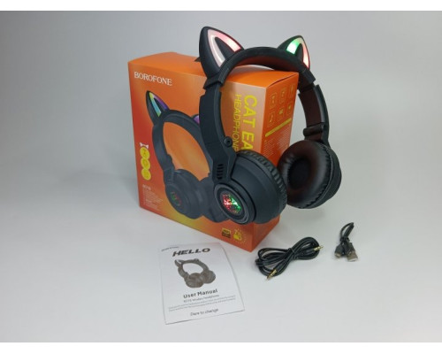 Бездротові Bluetooth навушники Borofone BO18 Cat Ear Чорний