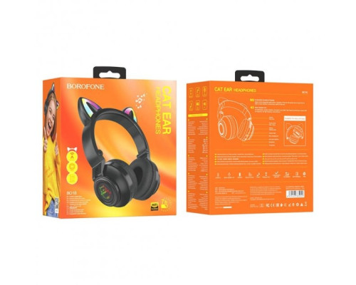 Бездротові Bluetooth навушники Borofone BO18 Cat Ear Чорний