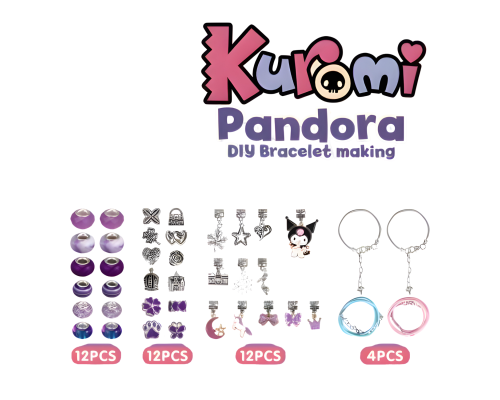 Набір для плетіння браслетів Pandora Kuromi у сумочці (733)