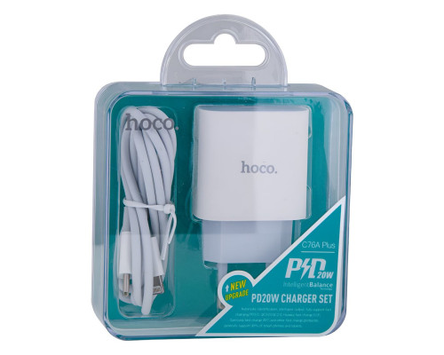 Зарядний пристрій Hoco C76A Speed Source (20W) + кабель Type-C to Lightning