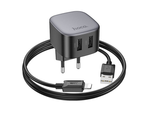 Зарядний мережевий пристрій Hoco CS31A 2хUSB + Кабель Apple Lightning