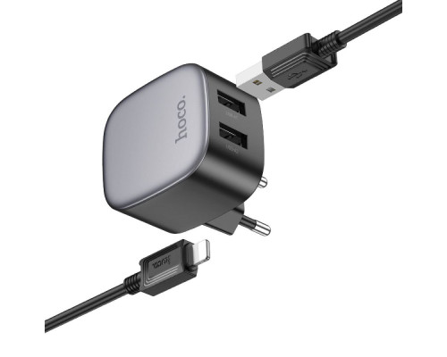 Зарядний мережевий пристрій Hoco CS31A 2хUSB + Кабель Apple Lightning