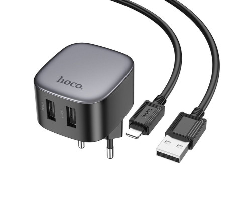 Зарядний мережевий пристрій Hoco CS31A 2хUSB + Кабель Apple Lightning