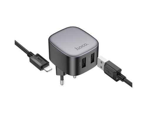 Зарядний мережевий пристрій Hoco CS31A 2хUSB + Кабель Apple Lightning
