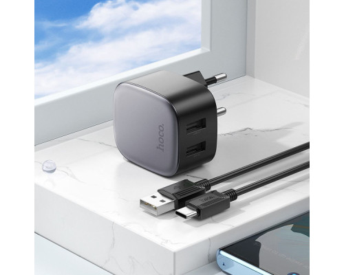 Зарядний мережевий пристрій Hoco CS31A 2хUSB + Кабель Type-c