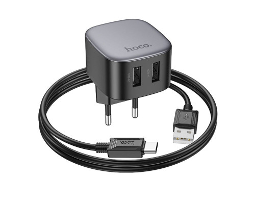 Зарядний мережевий пристрій Hoco CS31A 2хUSB + Кабель Type-c