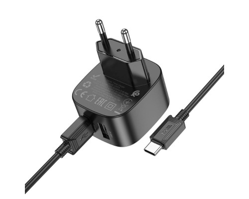 Зарядний мережевий пристрій Hoco CS31A 2хUSB + Кабель Type-c