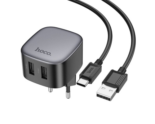 Зарядний мережевий пристрій Hoco CS31A 2хUSB + Кабель Type-c