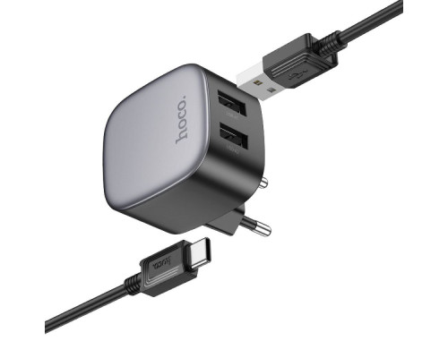 Зарядний мережевий пристрій Hoco CS31A 2хUSB + Кабель Type-c