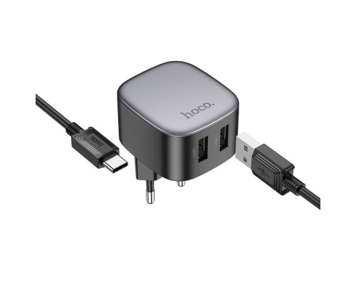 Зарядний мережевий пристрій Hoco CS31A 2хUSB + Кабель Type-c