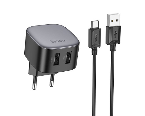 Зарядний мережевий пристрій Hoco CS31A 2хUSB + Кабель Type-c