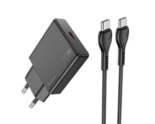 Мережевий зарядний пристрій Hoco N37 PD20W  + кабель Type-c