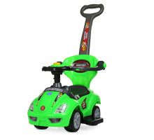 Толокар-каталка з батьківською ручкою та світловими ефектами, зелена