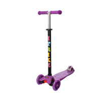 Самокат JR 3-003-V, триколісний, складаний, з підсвіткою коліс, фіолетовий