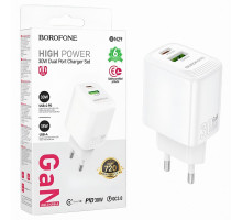 Зарядний пристрій BOROFONE BN29, Type-C/USB, PD30W+QC3.0, Power Delivery 3.0, білий
