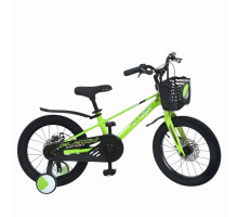 Велосипед MB 1683 NEON GREEN, м’яке регульоване сидіння, бокові колеса, кошик, зелений