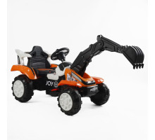 Дитячий електричний трактор-каталка JOY Т-74430 з ковшем, 25W, 6V, USB, музика та підсвічування, помаранчевий