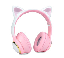 Навушники AKZ65, Bluetooth, із вушками, до 10 метрів, FM-радіо, TF-слот, 32 Ом, 20 Гц – 20 кГц, рожеві
