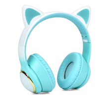 Навушники AKZ65, Bluetooth, із вушками, до 10 метрів, FM-радіо, TF-слот, 32 Ом, 20 Гц – 20 кГц, блакитні