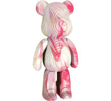 Конструктор картонний 3D-пазл Bearbrick біло-рожевий (ZX-155)
