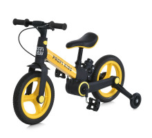 Велосипед-трансформер дитячий MB 1021-4 2в1 PROF1 KIDS 12" зі знімними колесами та батьківською ручкою, чорно-жовтий