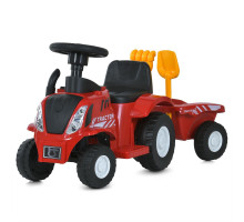 Дитяча електрокаталка-трактор Bambi Racer M 6153B-3 з причепом та музичною панеллю, червона