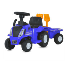 Дитяча електрокаталка-трактор Bambi Racer M 6153B-4 з причепом та музичною панеллю, синій
