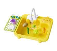 Ігрова кухня LIMO TOY WD-801A з мийкою та водою, 16 предметів, на батарейках, жовта