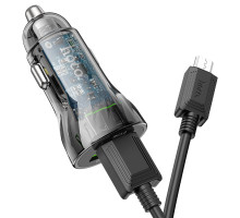 Автомобільний зарядний пристрій HOCO Z47 Micro, 2×USB-A, QC3.0, 20 Вт, чорного кольору 