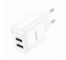 Мережевий зарядний пристрій HOCO C141A, 2 USB, 5В/2.1A, швидке заряджання, білий