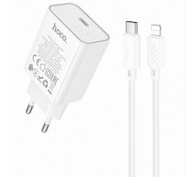 Мережевий зарядний пристрій HOCO C143A, USB Type-C та Lightning, PD 20 Вт, швидке заряджання