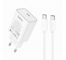Мережевий зарядний пристрій HOCO C143A, 2× USB Type-C, PD 20 Вт, швидке заряджання