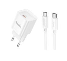 Мережевий зарядний пристрій HOCO C146A PD 20W, USB Type-C з кабелем Type-C 1м