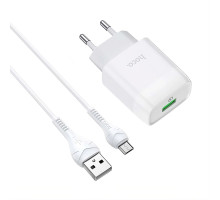Мережевий зарядний пристрій HOCO C72Q, Micro USB, QC3.0, 1 порт, 3.0A, 18Вт, білий