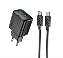 Мережевий зарядний пристрій HOCO CS25A PD20W + QC3.0 з кабелем Type-C/Type-C