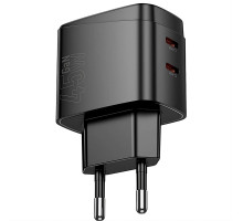 Мережевий зарядний пристрій Hoco CS62A PD45W 2xType-C GaN Black