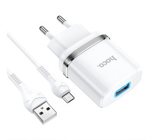 Мережевий зарядний пристрій HOCO N1 1USB/2.4A Micro USB Білий